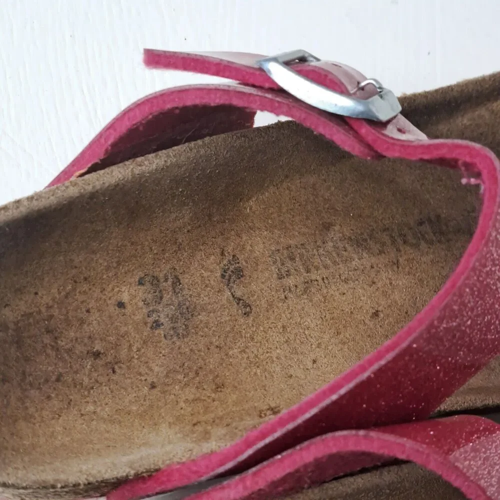 Birkenstock Gizeh Pink Cosmic Glitter Sandals Youth Girls Sz EU 31 13 Narrow